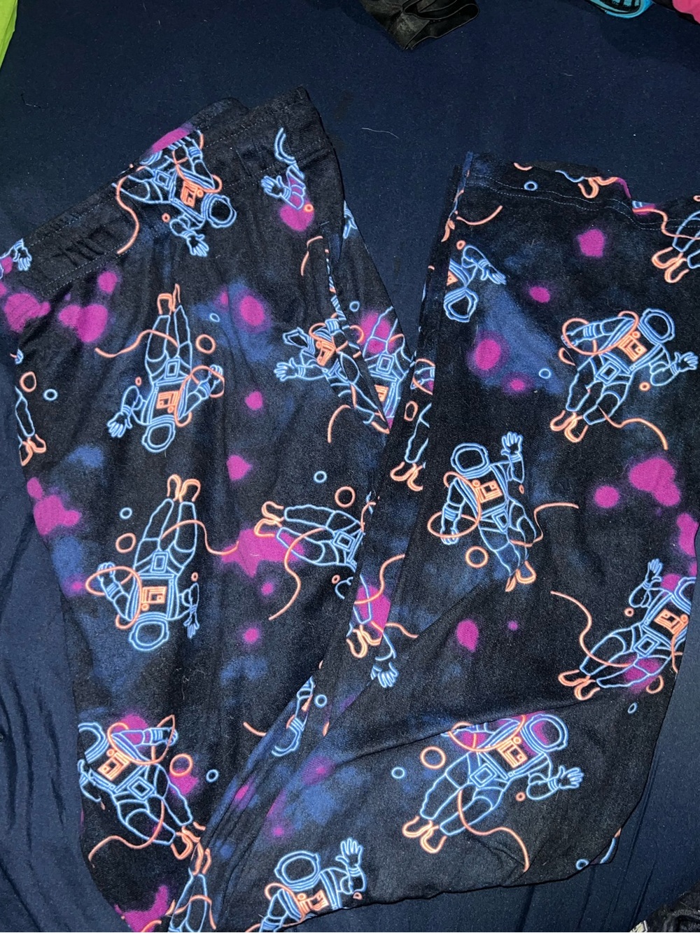 2XL neon Astronaut Print Pajama Pants